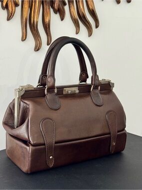 Rare Vintage Gold Pfeil Brown Leather Convertible Doctor Bag Gladstone 12in